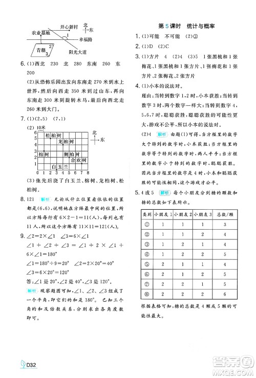 湖南教育出版社2024年秋一本同步训练四年级数学上册北师大版答案