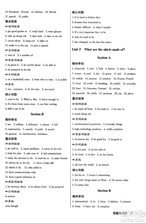 龙门书局2024秋启东中学作业本九年级英语上册人教版答案