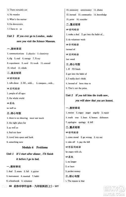 龙门书局2024秋启东中学作业本九年级英语上册外研版答案