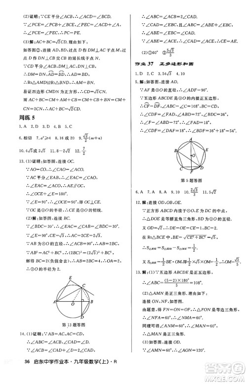 龙门书局2024秋启东中学作业本九年级数学上册人教版答案