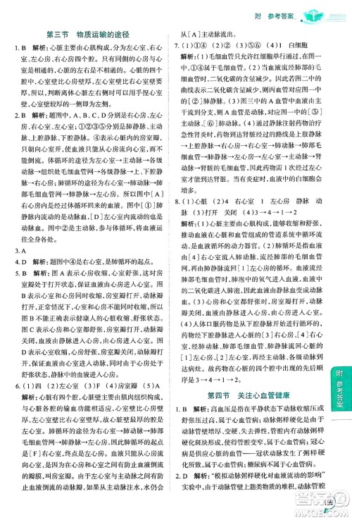 陕西人民教育出版社2024年秋中学教材全解七年级生物上册鲁科版五四制答案