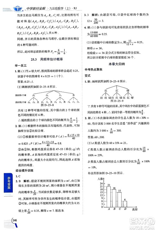 陕西人民教育出版社2024年秋中学教材全解九年级数学上册人教版答案