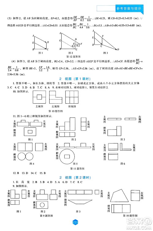 辽海出版社2024年秋新课程能力培养九年级数学上册北师大版答案