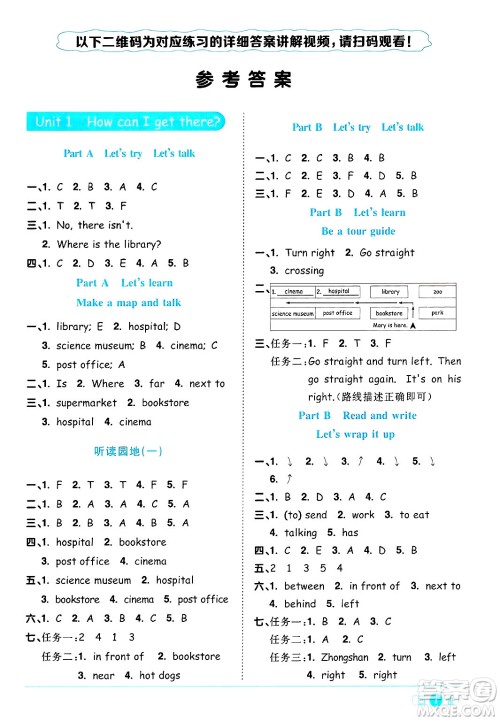 江西教育出版社2024年秋阳光同学课时优化作业六年级英语上册人教PEP版答案 江西教育出版社2024年秋阳光同学课时优化作业六年级英语上册人教PEP版答案