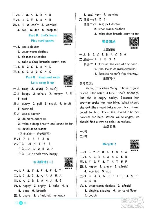江西教育出版社2024年秋阳光同学课时优化作业六年级英语上册人教PEP版答案 江西教育出版社2024年秋阳光同学课时优化作业六年级英语上册人教PEP版答案