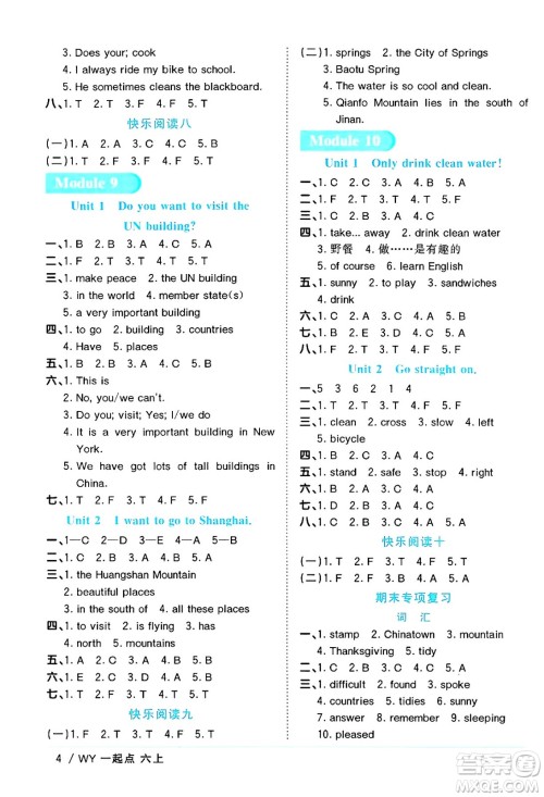 江西教育出版社2024年秋阳光同学课时优化作业六年级英语上册外研版一起点答案 江西教育出版社2024年秋阳光同学课时优化作业六年级英语上册外研版一起点答案