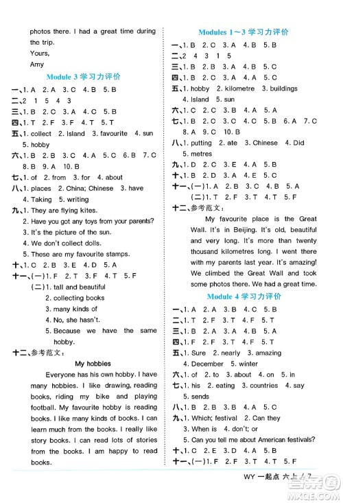 江西教育出版社2024年秋阳光同学课时优化作业六年级英语上册外研版一起点答案 江西教育出版社2024年秋阳光同学课时优化作业六年级英语上册外研版一起点答案