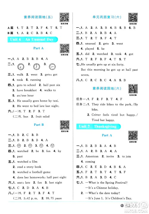 江西教育出版社2024年秋阳光同学课时优化作业六年级英语上册闽教版福建专版答案