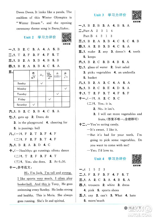 江西教育出版社2024年秋阳光同学课时优化作业六年级英语上册闽教版福建专版答案