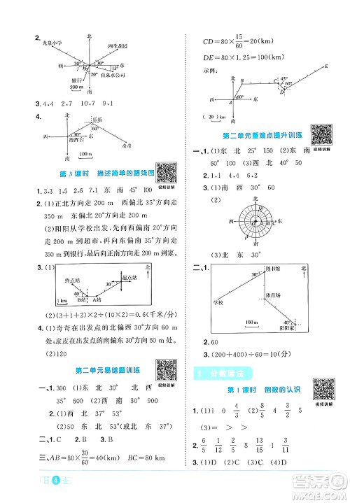 江西教育出版社2024年秋阳光同学课时优化作业六年级数学上册人教版答案