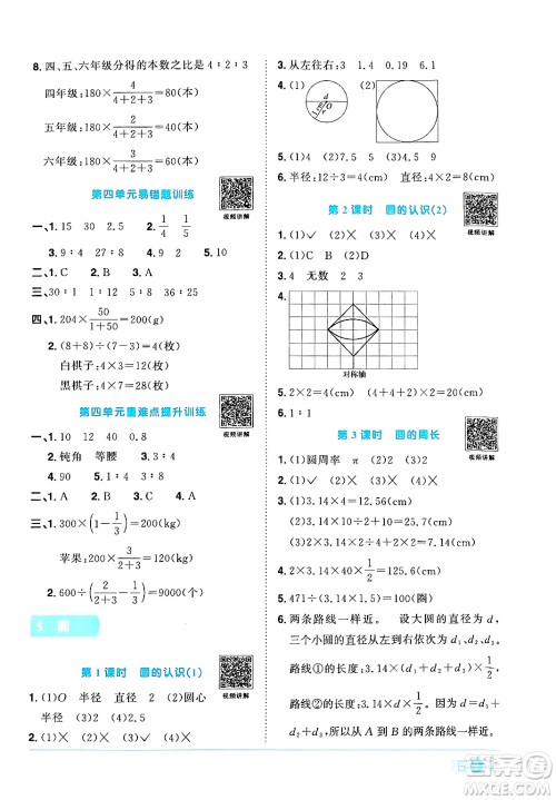 江西教育出版社2024年秋阳光同学课时优化作业六年级数学上册人教版答案 江西教育出版社2024年秋阳光同学课时优化作业六年级数学上册人教版答案