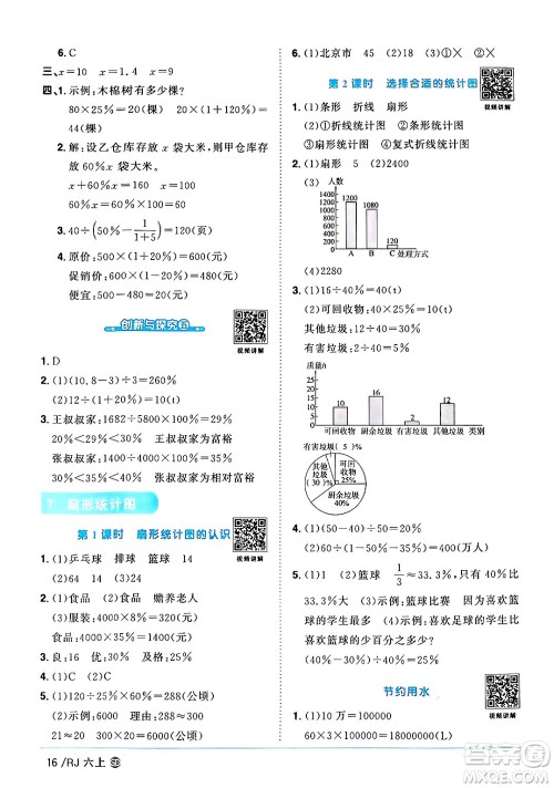 广东人民出版社2024年秋阳光同学课时优化作业六年级数学上册人教版广东专版答案