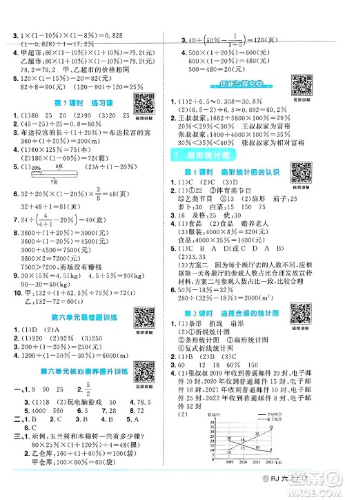 甘肃少年儿童出版社2024年秋阳光同学课时优化作业六年级数学上册人教版山东专版答案