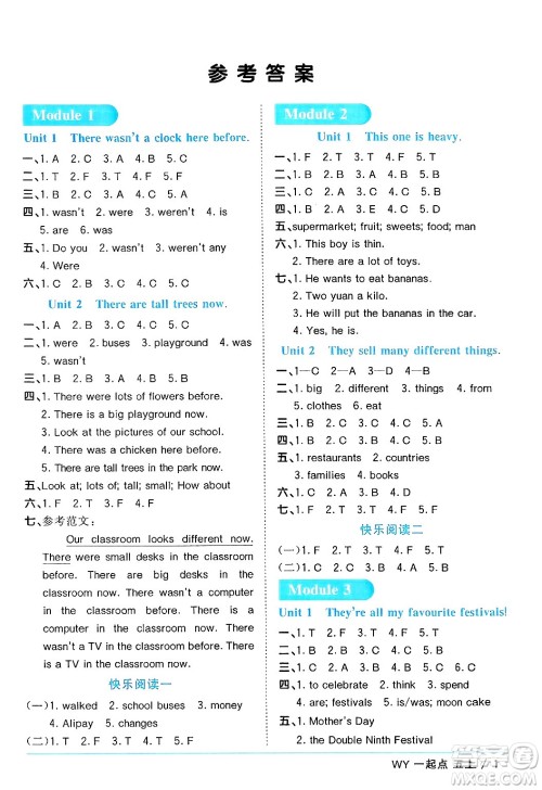 江西教育出版社2024年秋阳光同学课时优化作业五年级英语上册外研版一起点答案 江西教育出版社2024年秋阳光同学课时优化作业五年级英语上册外研版一起点答案