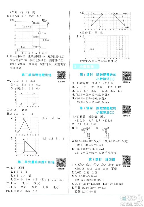 江西教育出版社2024年秋阳光同学课时优化作业五年级数学上册人教版答案