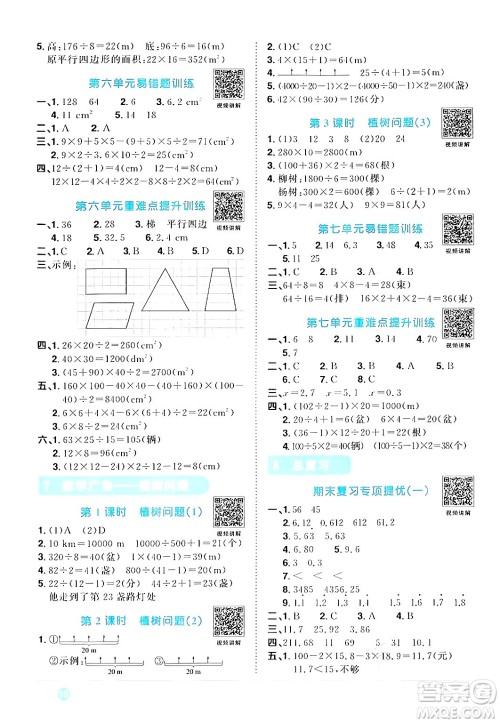 江西教育出版社2024年秋阳光同学课时优化作业五年级数学上册人教版答案 江西教育出版社2024年秋阳光同学课时优化作业五年级数学上册人教版答案