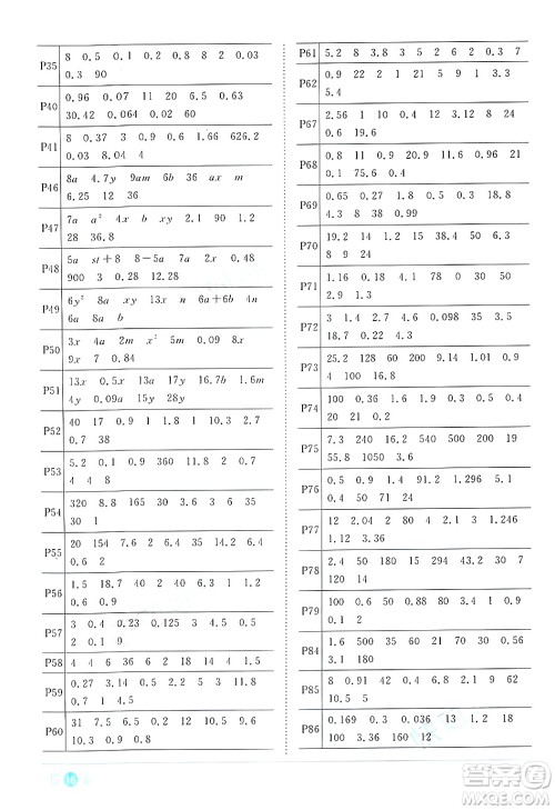 江西教育出版社2024年秋阳光同学课时优化作业五年级数学上册人教版答案