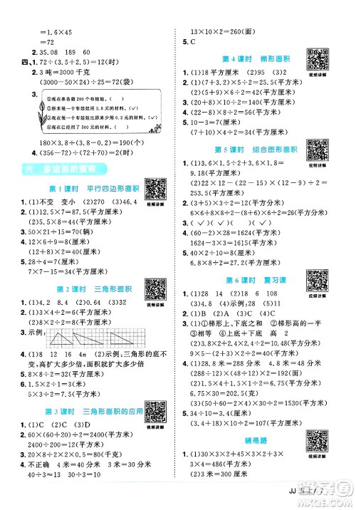 江西教育出版社2024年秋阳光同学课时优化作业五年级数学上册冀教版答案 江西教育出版社2024年秋阳光同学课时优化作业五年级数学上册冀教版答案