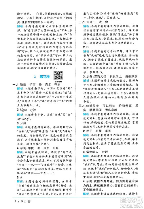 广东人民出版社2024年秋阳光同学课时优化作业五年级语文上册人教版广东专版答案 广东人民出版社2024年秋阳光同学课时优化作业五年级语文上册人教版广东专版答案