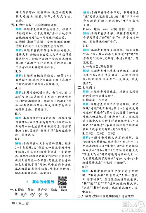 广东人民出版社2024年秋阳光同学课时优化作业五年级语文上册人教版广东专版答案 广东人民出版社2024年秋阳光同学课时优化作业五年级语文上册人教版广东专版答案