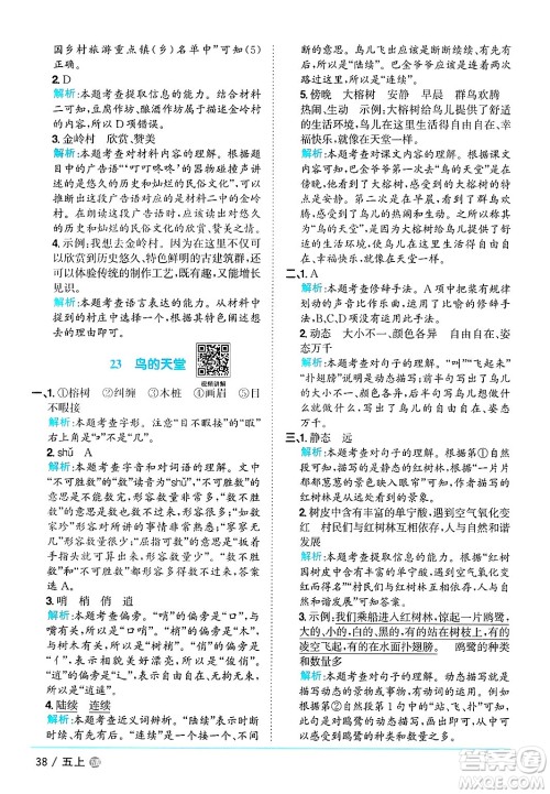 江西教育出版社2024年秋阳光同学课时优化作业五年级语文上册鲁教版五四制答案 江西教育出版社2024年秋阳光同学课时优化作业五年级语文上册鲁教版五四制答案