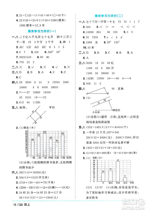 江西教育出版社2024年秋阳光同学课时优化作业四年级数学上册青岛版山东专版答案