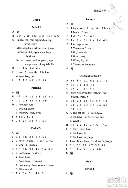 译林出版社2024年秋课课练小学英语五年级英语上册译林版答案