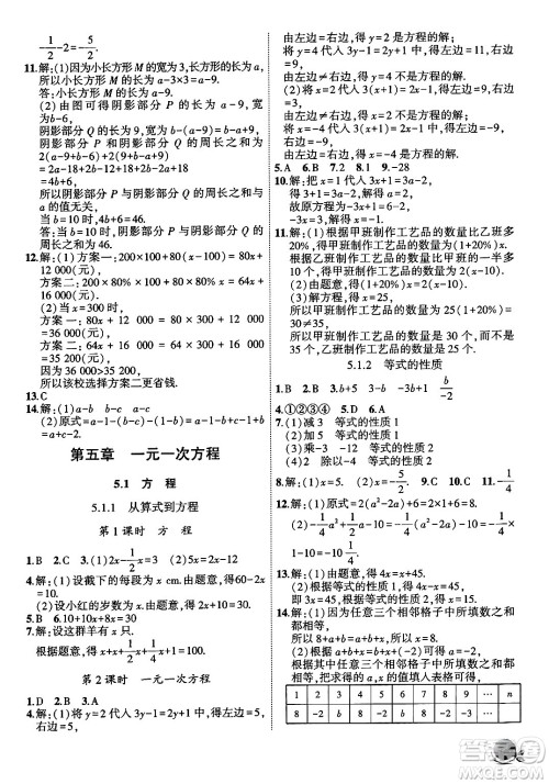 安徽大学出版社2024年秋创新课堂创新作业本七年级数学上册人教版答案