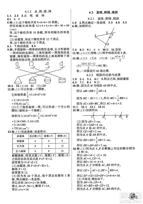 安徽大学出版社2024年秋创新课堂创新作业本七年级数学上册人教版答案