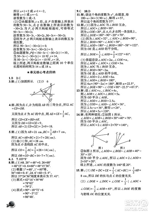 安徽大学出版社2024年秋创新课堂创新作业本七年级数学上册人教版答案