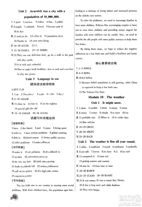 安徽大学出版社2024年秋创新课堂创新作业本八年级英语上册外研版答案 安徽大学出版社2024年秋创新课堂创新作业本八年级英语上册外研版答案