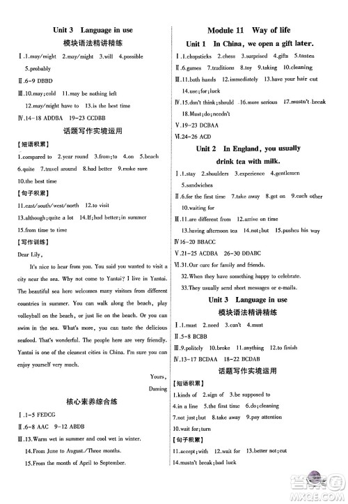 安徽大学出版社2024年秋创新课堂创新作业本八年级英语上册外研版答案 安徽大学出版社2024年秋创新课堂创新作业本八年级英语上册外研版答案