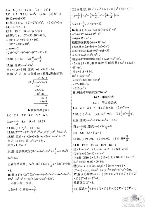 安徽大学出版社2024年秋创新课堂创新作业本八年级数学上册人教版答案