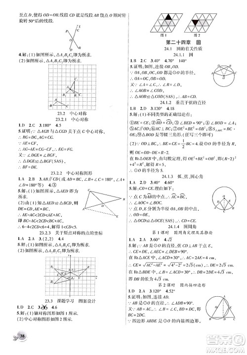 安徽大学出版社2024年秋创新课堂创新作业本九年级数学上册人教版答案