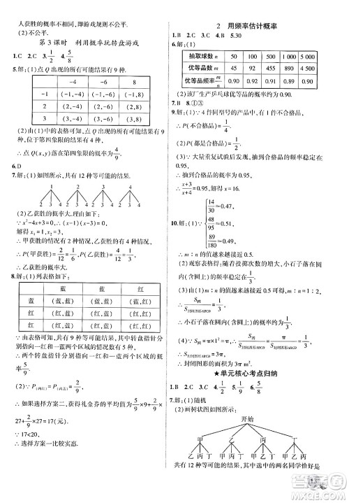 安徽大学出版社2024年秋创新课堂创新作业本九年级数学上册北师大版答案