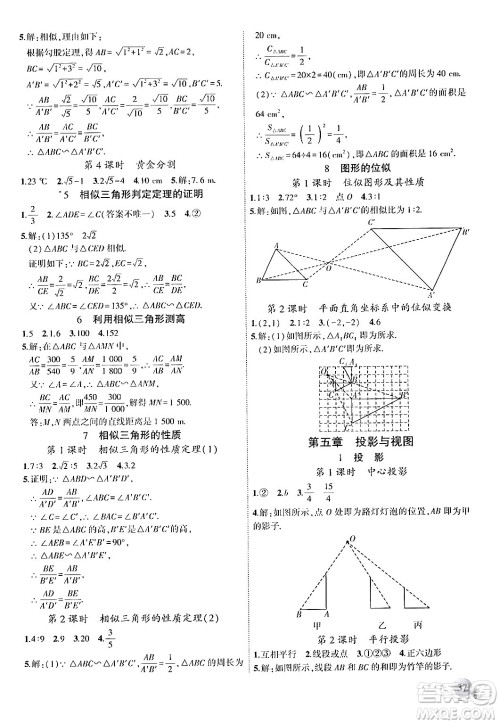 安徽大学出版社2024年秋创新课堂创新作业本九年级数学上册北师大版答案