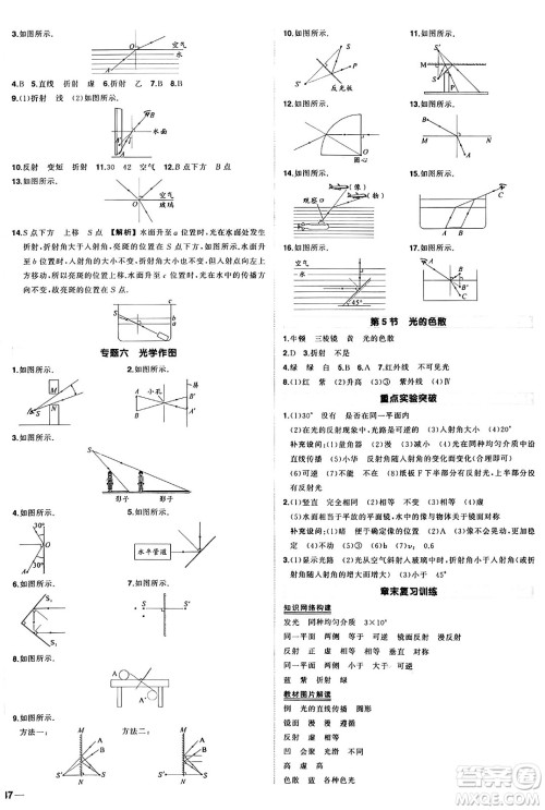长江出版社2024年秋状元成才路创优作业八年级物理上册人教版答案 长江出版社2024年秋状元成才路创优作业八年级物理上册人教版答案