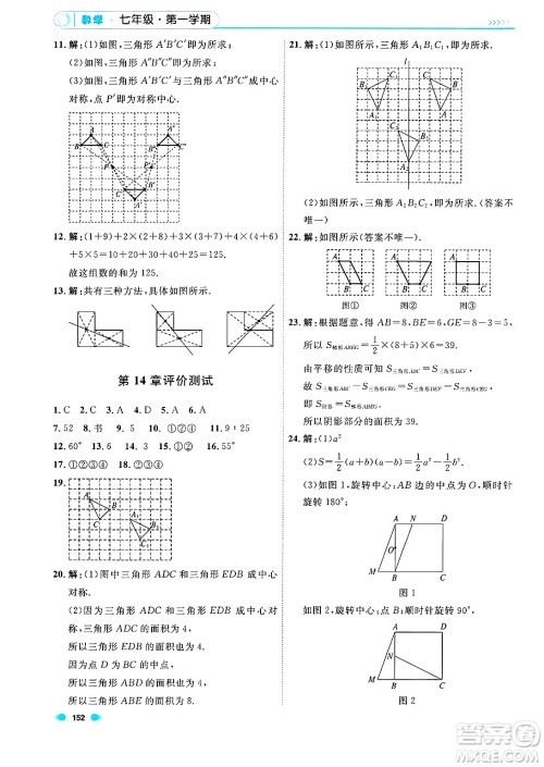 天津人民出版社2024年秋上海作业七年级数学上册上海专版答案