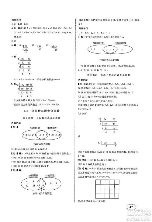 天津人民出版社2024年秋上海作业六年级数学上册上海专版答案