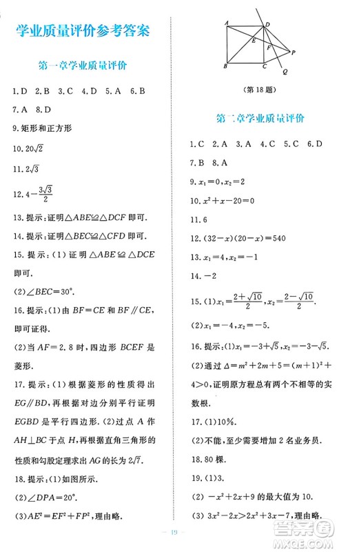 北京师范大学出版社2024年秋课堂精练九年级数学上册北师大版福建专版答案