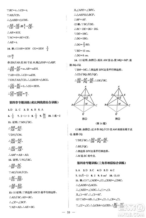 北京师范大学出版社2024年秋课堂精练九年级数学上册北师大版山西专版答案