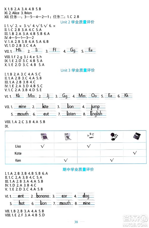北京师范大学出版社2024年秋课堂精练三年级英语上册北师大版福建专版三起点答案 北京师范大学出版社2024年秋课堂精练三年级英语上册北师大版福建专版三起点答案