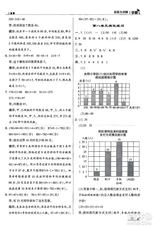 河海大学出版社2024年秋5星学霸四年级数学上册冀教版答案