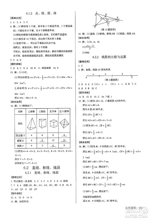 广东经济出版社2024年秋全优点练课计划七年级数学上册人教版答案