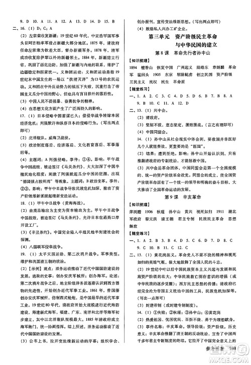 广东经济出版社2024年秋全优点练课计划八年级历史上册人教版答案 广东经济出版社2024年秋全优点练课计划八年级历史上册人教版答案