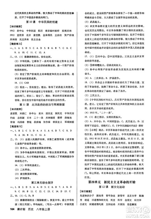 广东经济出版社2024年秋全优点练课计划八年级历史上册人教版答案 广东经济出版社2024年秋全优点练课计划八年级历史上册人教版答案