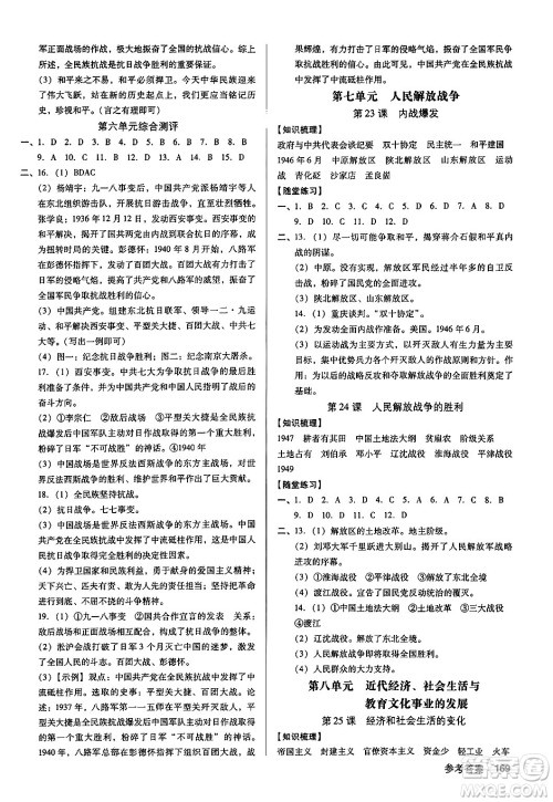广东经济出版社2024年秋全优点练课计划八年级历史上册人教版答案 广东经济出版社2024年秋全优点练课计划八年级历史上册人教版答案