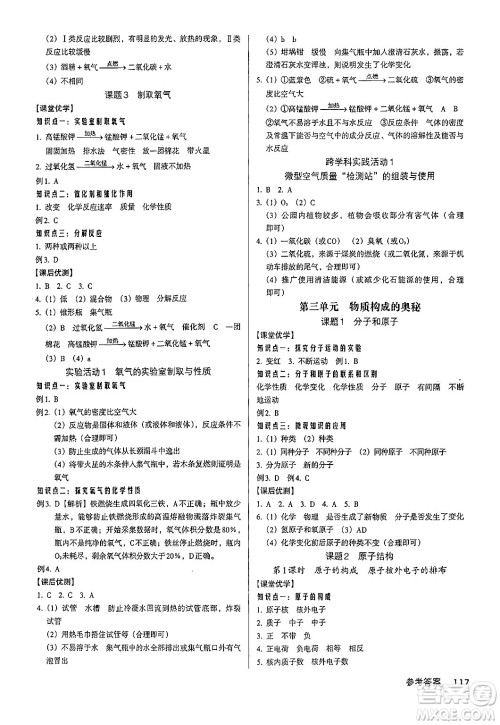 广东经济出版社2024年秋全优点练课计划九年级化学上册人教版答案