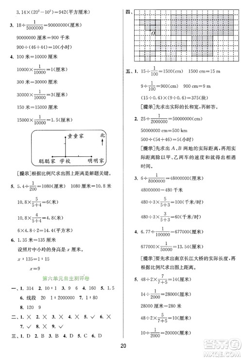 江苏人民出版社2024年秋春雨教育实验班提优训练六年级数学上册冀教版河北专版答案