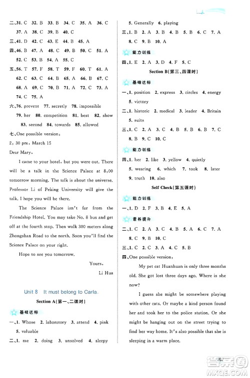 广西师范大学出版社2025年秋新课程学习与测评同步学习九年级英语全一册人教版答案